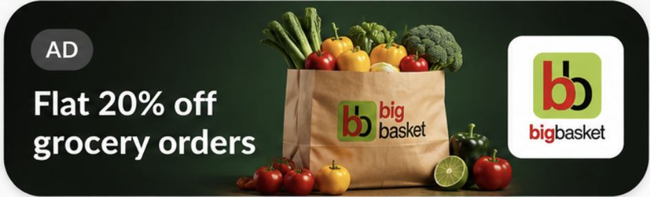 Flat 20% off grocery orders